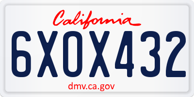 CA license plate 6XOX432