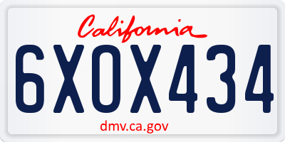 CA license plate 6XOX434