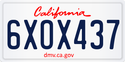 CA license plate 6XOX437