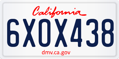 CA license plate 6XOX438