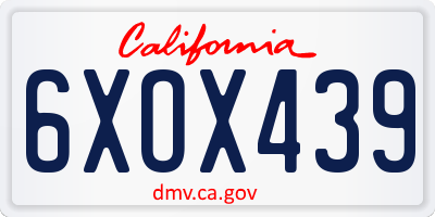 CA license plate 6XOX439