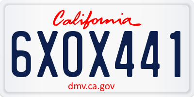 CA license plate 6XOX441