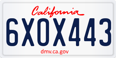 CA license plate 6XOX443