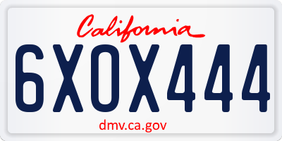 CA license plate 6XOX444