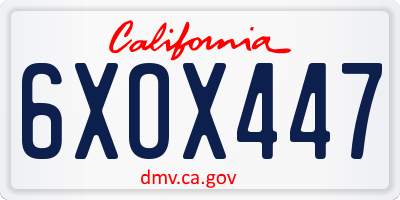 CA license plate 6XOX447