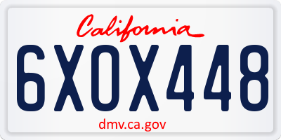 CA license plate 6XOX448