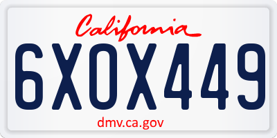 CA license plate 6XOX449
