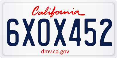 CA license plate 6XOX452
