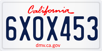 CA license plate 6XOX453