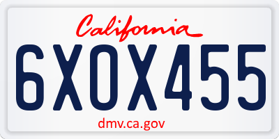 CA license plate 6XOX455