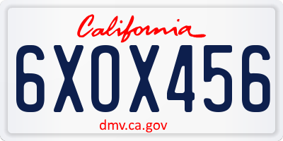 CA license plate 6XOX456