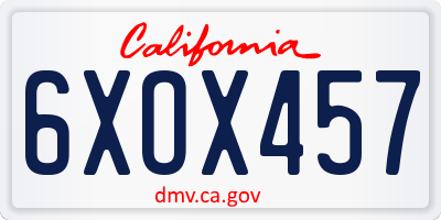 CA license plate 6XOX457