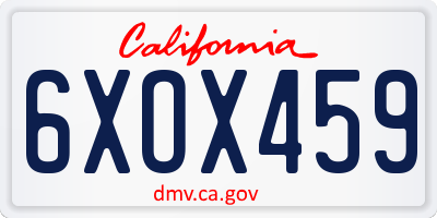 CA license plate 6XOX459
