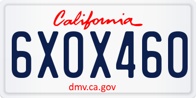 CA license plate 6XOX460