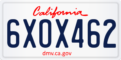 CA license plate 6XOX462