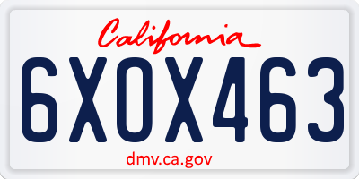 CA license plate 6XOX463