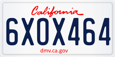 CA license plate 6XOX464
