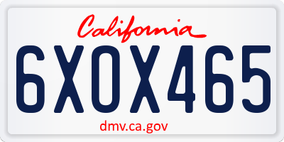 CA license plate 6XOX465