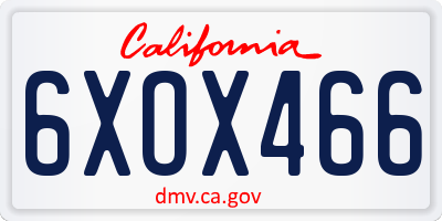 CA license plate 6XOX466