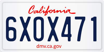 CA license plate 6XOX471