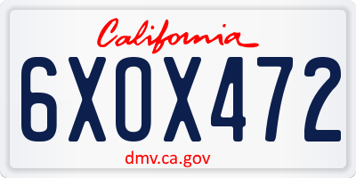 CA license plate 6XOX472