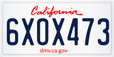CA license plate 6XOX473