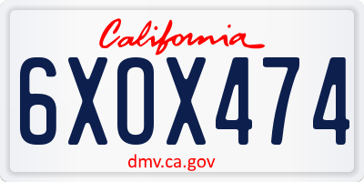 CA license plate 6XOX474