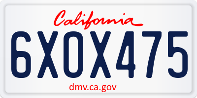 CA license plate 6XOX475
