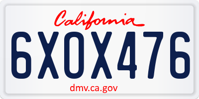 CA license plate 6XOX476