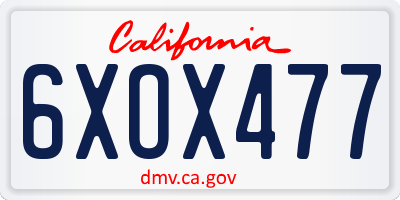 CA license plate 6XOX477
