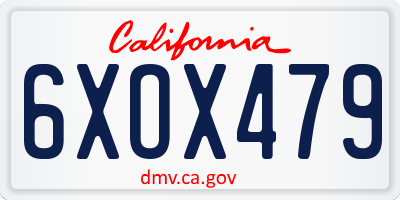 CA license plate 6XOX479