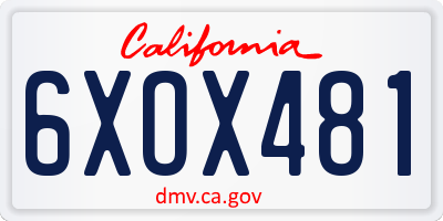 CA license plate 6XOX481