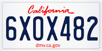 CA license plate 6XOX482