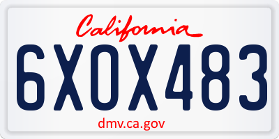 CA license plate 6XOX483