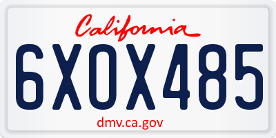 CA license plate 6XOX485
