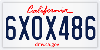 CA license plate 6XOX486