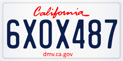 CA license plate 6XOX487