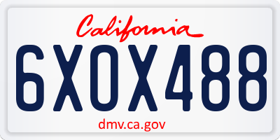 CA license plate 6XOX488