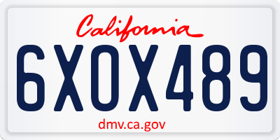 CA license plate 6XOX489