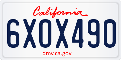 CA license plate 6XOX490