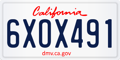 CA license plate 6XOX491