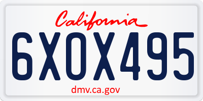CA license plate 6XOX495