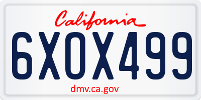 CA license plate 6XOX499