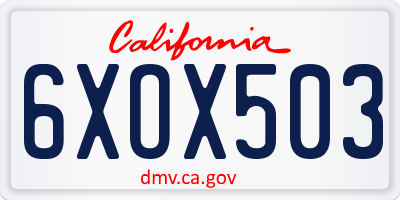 CA license plate 6XOX503