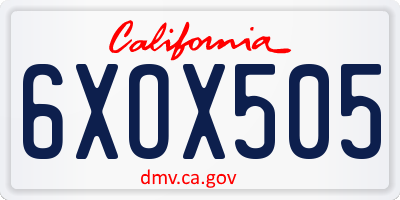 CA license plate 6XOX505
