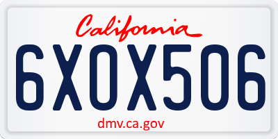 CA license plate 6XOX506