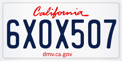 CA license plate 6XOX507