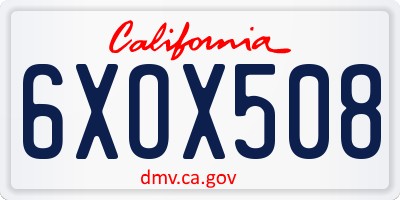 CA license plate 6XOX508