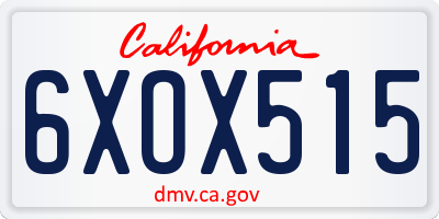 CA license plate 6XOX515