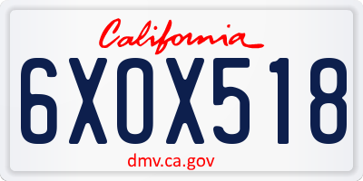 CA license plate 6XOX518